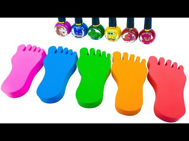 Satisfying Video | How To Make Rainbow Foot from Kinetic Sand & Nail Polish Cutting ASMR