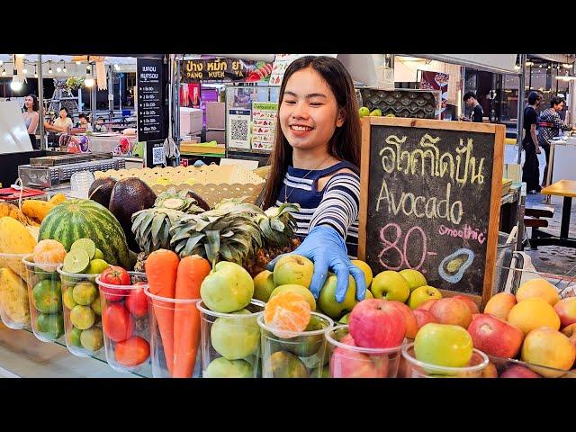 No Sugar! 100% Fresh Fruit Juice - Fruit Cutting Skills / Thai Street Food