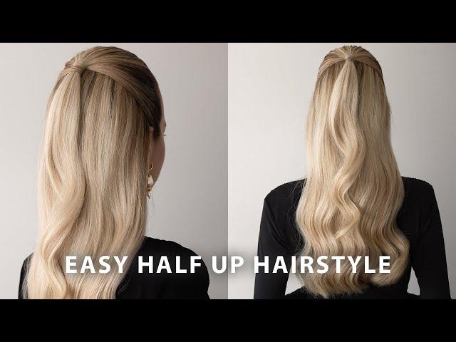 60 Second Half Up Half Down Hairstyle ️ Elegant Winter + Holiday Hairstyle