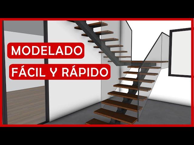 Modelado de ESCALERA en SKETCHUP / Fácil y Rápido