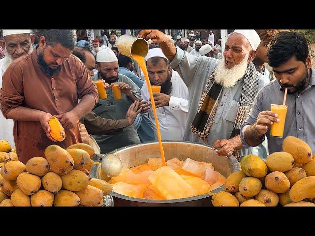 Hardworking Old Man Making Mango Juice  Roadside Drink Ice Mango Milkshake | Karachi Street Food