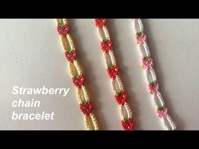 How to make strawberry chain bracelet || yarnivora