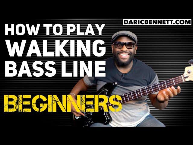 How to Play A Walking Bass Line Lesson | Bass Guitar for Beginners | 2-5-1 progression