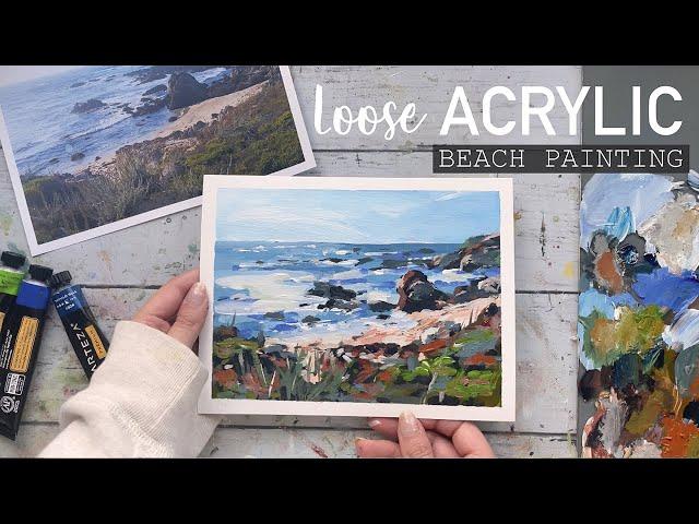 Acrylic Beach Landscape | Loose Seascape Painting