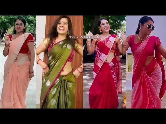 Aarthi subash tamil serial actress hot saree dance dubs