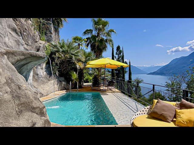 Mediterranean holiday villa with panoramic views of Lake Maggiore in Brissago, Switzerland, for sale