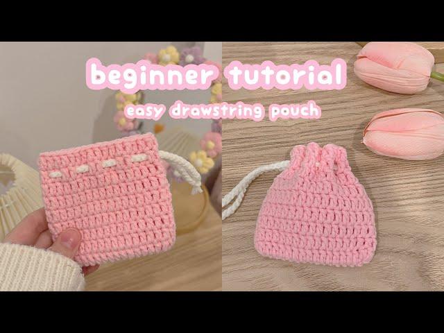 crochet drawstring pouch absolute beginner tutorial ️ how to crochet a pouch | crochet for beginner