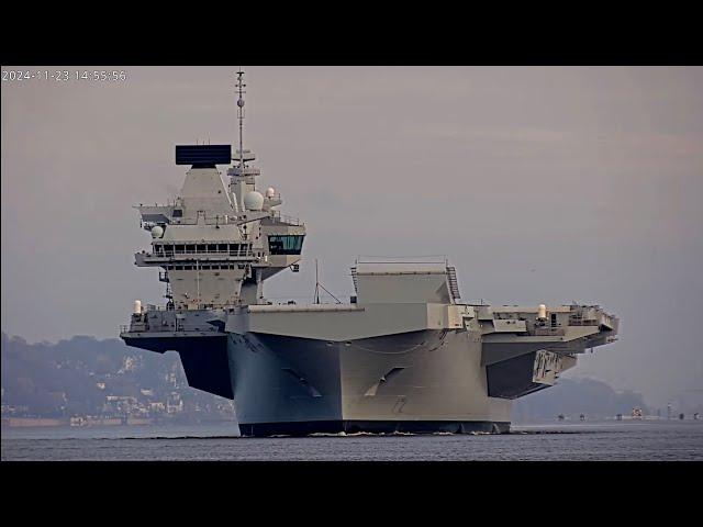 Live: Größter Flugzeugträger der Royal Navy – Queen Elizabeth verlässt Hamburg und passiert Lühe