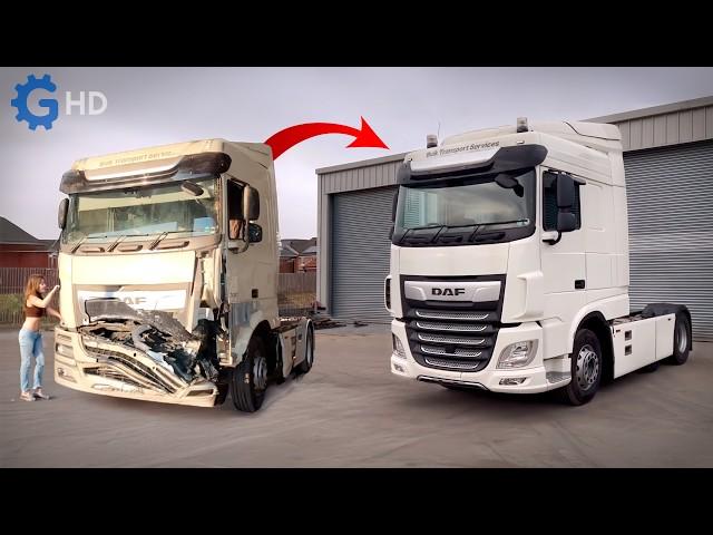 Man REBUILDS a DAMAGED DAF TRUCK in 160 HOURS from START to FINISH by @sebastianjedrzejczyk9597