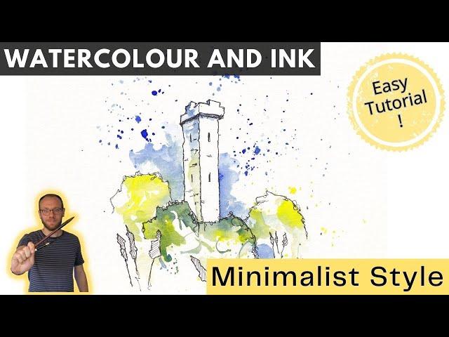 Minimalist Urban Sketching JUST TWO Colours - Easy Watercolour and Ink Tutorial