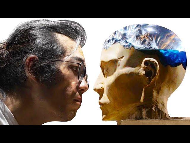 Ultra Realistic Resin & Wood Head Sculpture