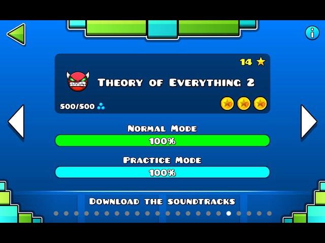 Geometry Dash - Theory of Everything 2 100% (All Coins)