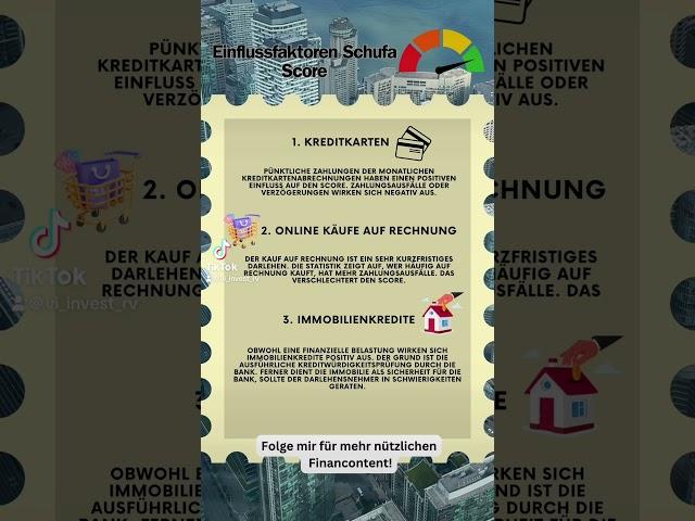 Einflussfaktoren Schufa Score #immobilien #kredit #immobilienfinanzierung
