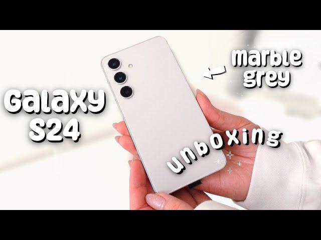 Samsung Galaxy S24 Unboxing (Marble Grey 256GB) | Samsung Cases | Aesthetic | Camera Test