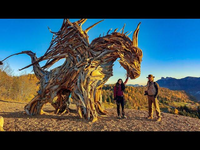 Il DRAGO di VAIA in Trentino, opera di MARCO MARTALAR [ purtroppo è stato distrutto dalle fiamme ]