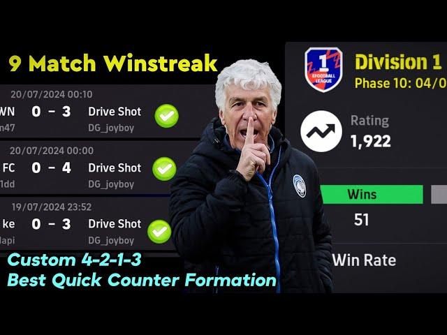 9 Match Win Streak at Division 1  Most Powerful Quick Counter 4-2-1-3 Formation In eFootball 2024