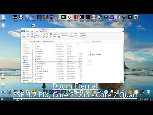DOOM Eternal SSE 4.2 FIX Core 2 Quad and Core 2 Duo CPU