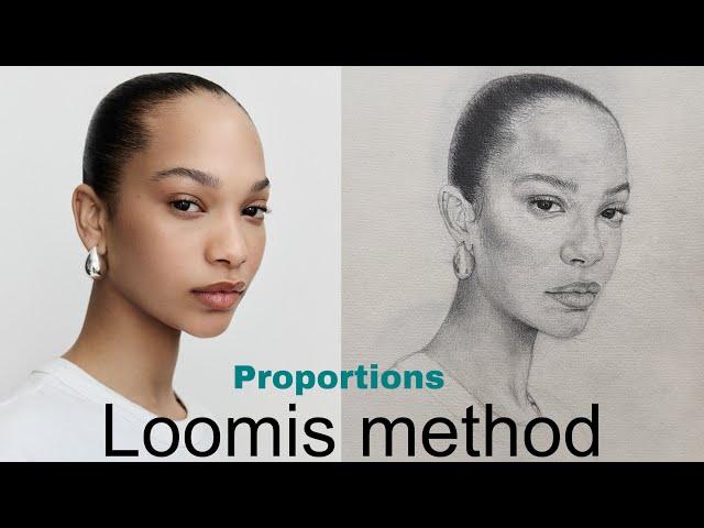 Realistic portrait study using Loomis method