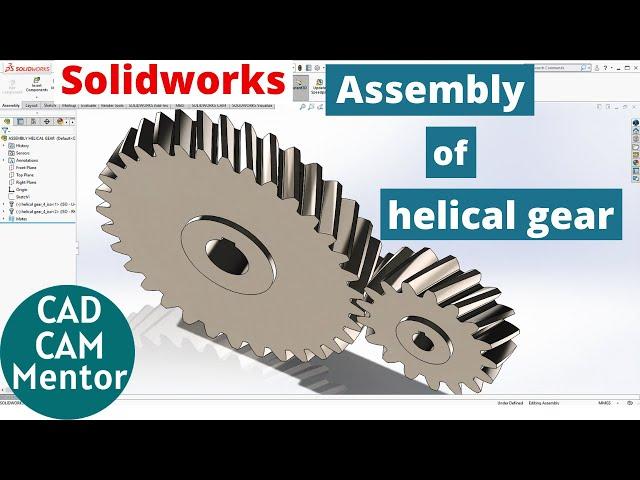 design and assembly of helical gear in solidworks using toolbox | solidworks tutorial for beginner