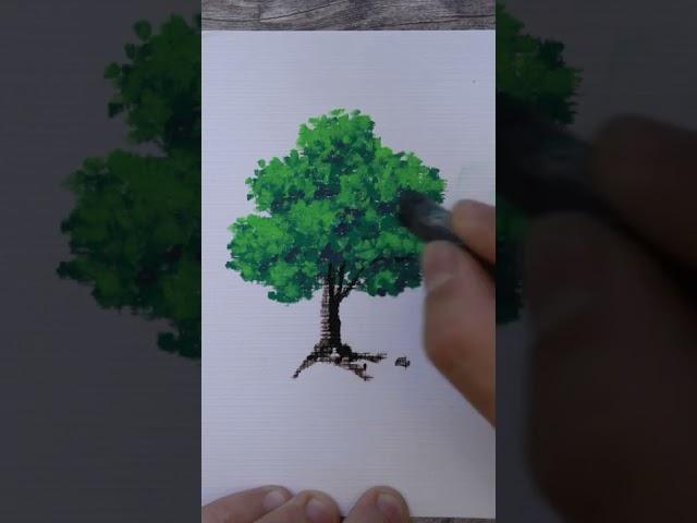 How to draw a tree in oil pastels. #shorts #shortsdrawing