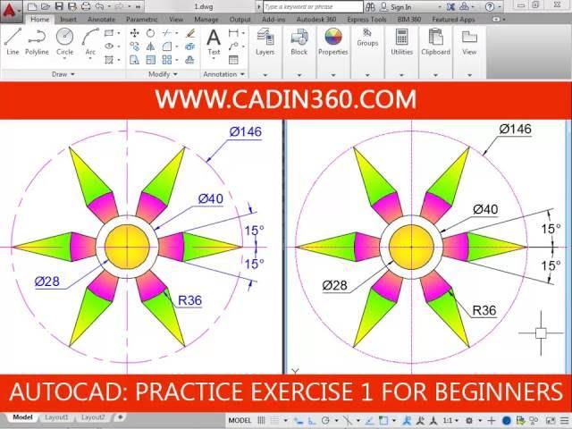 AUTOCAD 2D PRACTICE DRAWING | EXERCISE 1| BASIC TUTORIAL FOR BEGINNERS