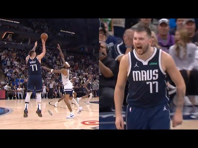 Luka Doncic insane dagger logo 3 and says "that's what I f**king do" vs Timberwolves