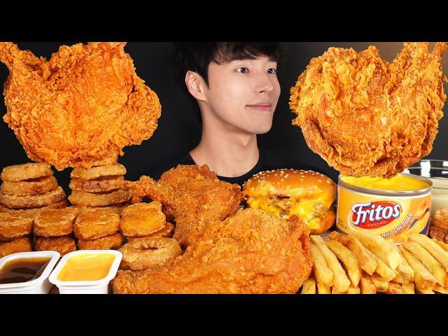 ASMR MUKBANG FRIED CHICKEN & BACON CHEESEBURGER & FRENCH FRIES & ONION RINGS & CHICKEN NUGGETS