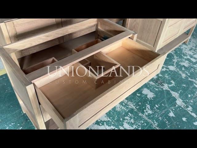 Unionlandscabintry Bathroom vanity, white oak cabinets, double bowl vanity, custom solid wood vanity