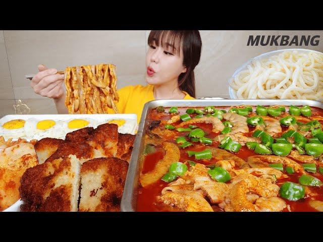 SUB) Spisy Intestine hot pot 9servings Cellophane noodles Kimchi Pork cutlet REAL SOUND ASMR MUKBANG