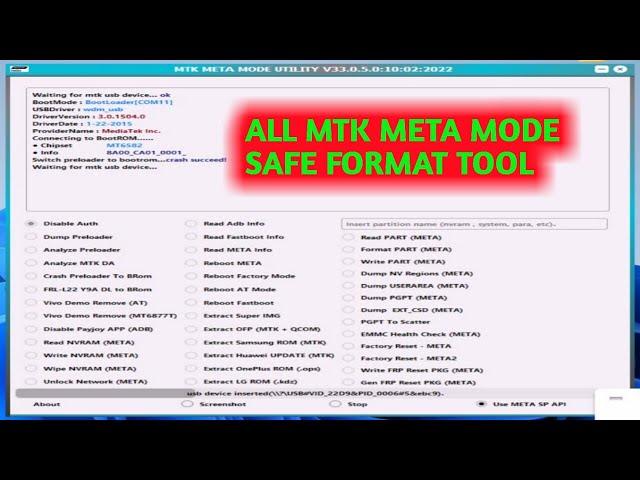 Read Dump preload or Rest Password,patterned frp bypass | MTK Meta Utility v33