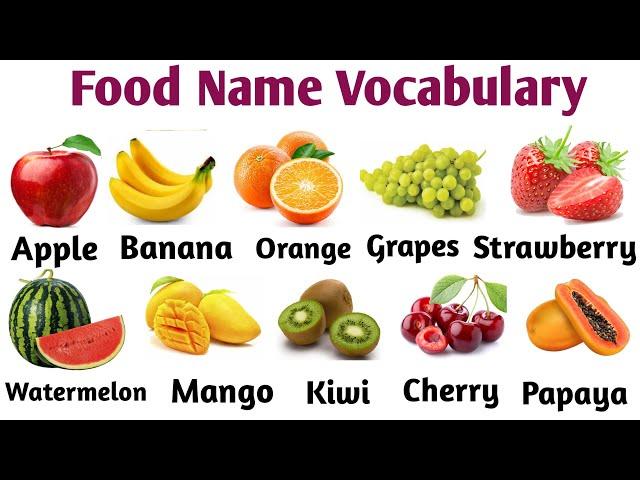 Food Name Vocabulary | Common Fruits Name Vocabulary | Common Words In English part 02