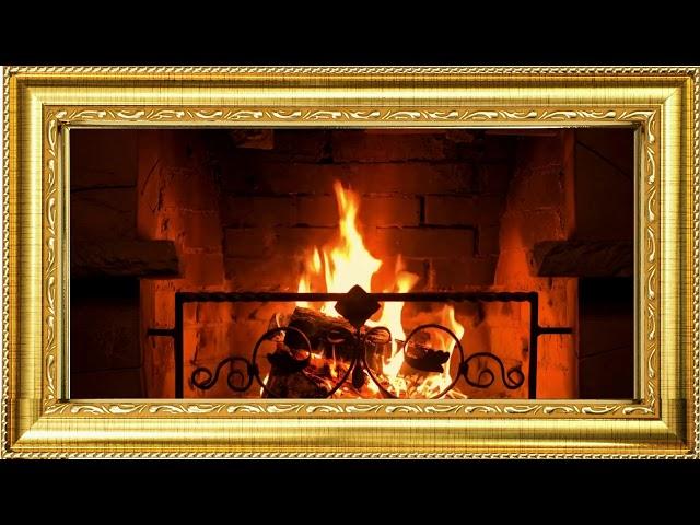 Framed TV Art Fireplace Study Music Instrumental Coffee Shop Gold Relaxing