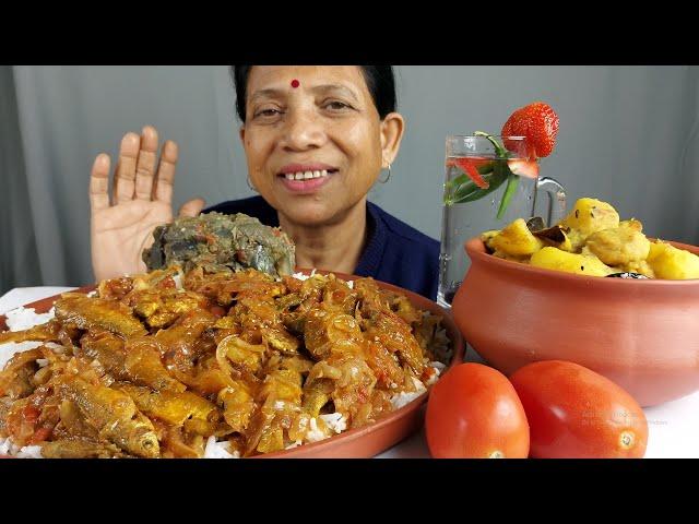 SIMPLE and DELICIOUS SMALL PUTI FISH CURRY EATING WITH RICE ASMR MUKBANG FOOD VLOG