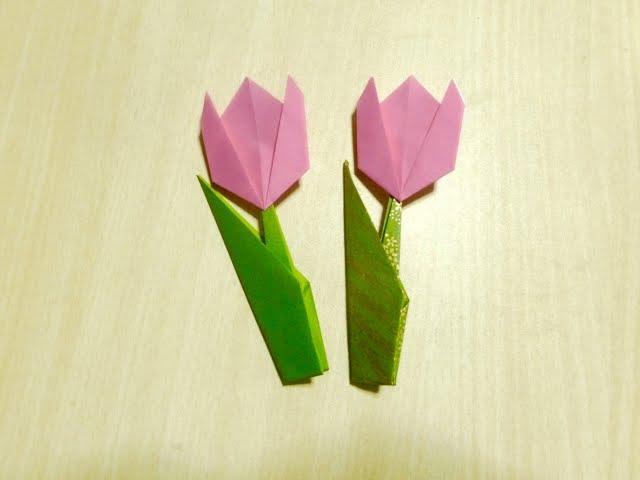 Wie man Tulpe macht. Origami. Die Kunst des Papierfaltens.