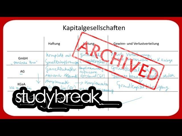 [ARCHIVIERT] Kapitalgesellschaften, GmbH, AG, KGaA | Betriebswirtschaftslehre