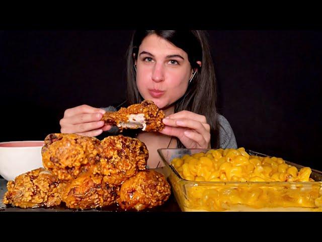 ASMR | MAC 'N' CHEESE & HONEY GLAZED FRIED CHICKEN | EATING SOUNDS | MUKBANG