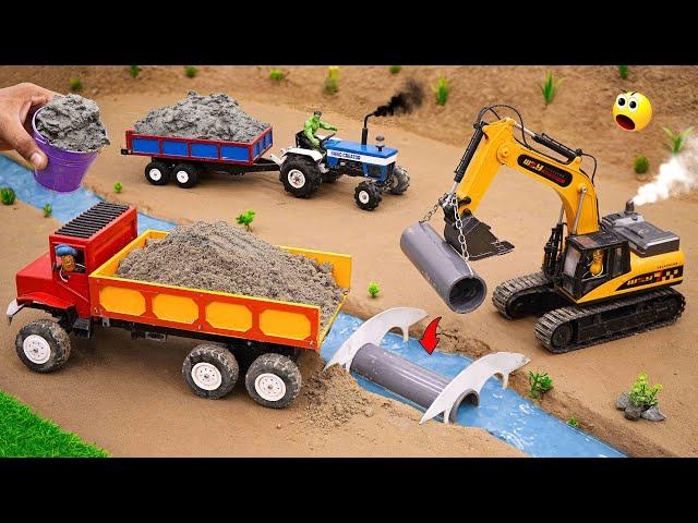 diy mini truck an excavator making home pipe bridge science project @sanocreator