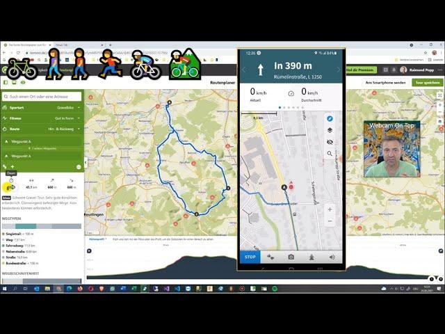  Fahrrad Tour Rundreise mit Komoot planen am PC und Handy App. Rennrad Gravel-Bike E-Bike Wandern