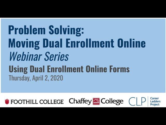 Using Dual Enrollment Online Forms