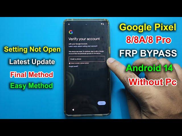 Boom !! Google Pixel 8/8 Pro FRP Bypass/Unlock Android 14 | Fix Setting Not Open - Without Pc - 2024