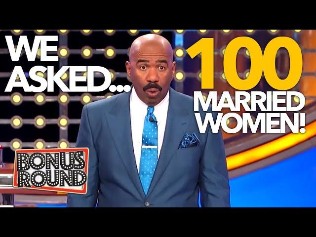 WE ASKED 100 MARRIED WOMEN! 1HR FUNNY ANSWERS & MORE With Steve Harvey On Family Feud USA