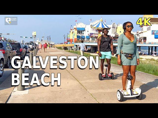 GALVESTON BEACH (TEXAS) SUMMER WALK | 4K WALKING TOUR