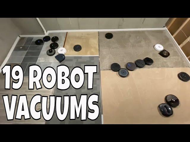 19 Robot Vacuums running at the same time in the Testing Room - FUN!