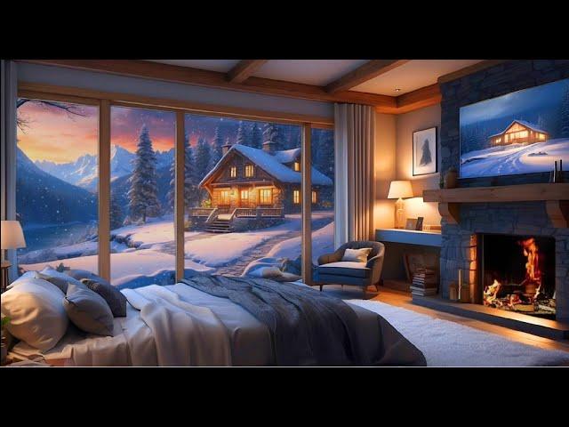 Cozy Cottage Snowfall with Relaxing Piano Music | Winter Ambience for Stress Relief