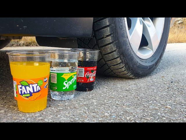 Crushing Crunchy & Soft Things by Car! EXPERIMENT CAR vs COCA COLA, FANTA, SPRITE