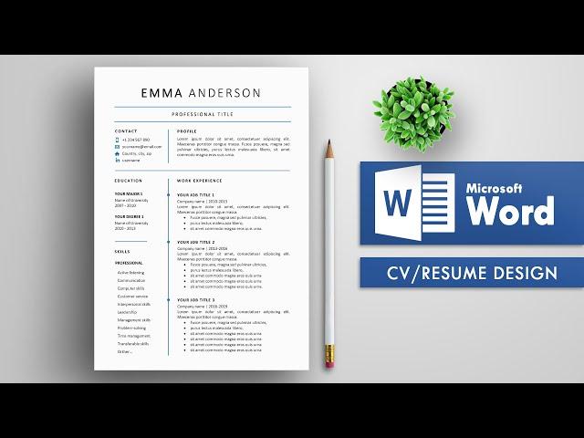 Minimalist Resume and Cover Letter Design in MS Word | CV Design in MS Word