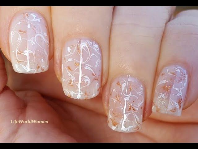 Sheer Beige Marble NAIL ART Tutorial / Elegant NAILS Design Even For Brides