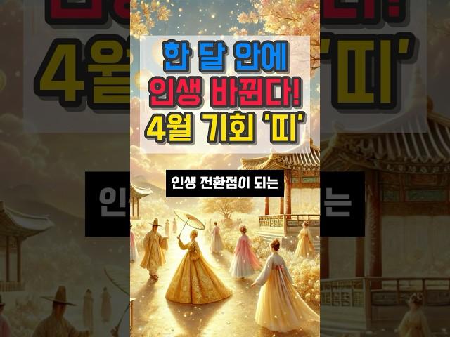한 달 안에 인생 바뀐다 4월 기회 띠 #금전운 #운세 #오늘의운세 #대박운세 #사주팔자