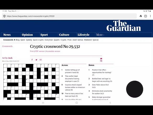 Guardian Cryptic Crossword (Tuesday, 5 November 2024)