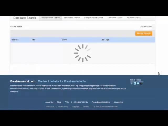 How to do Database Search on Freshersworld.com